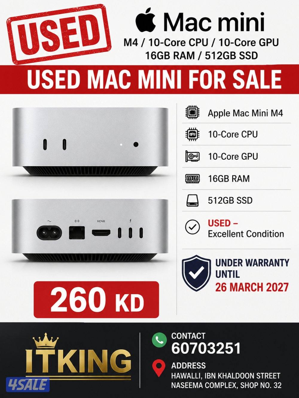 MacminiM4メモリ16GB256GB SSD 10コアCPU10コアGPU 1781605873837787597.jpg
